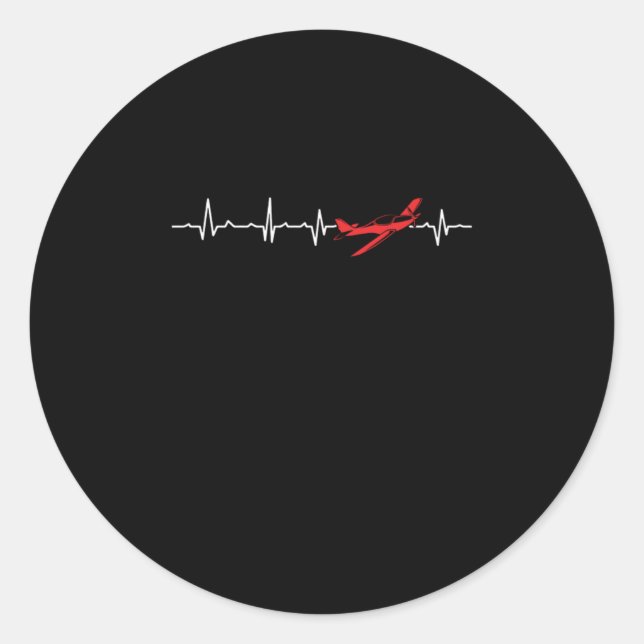 Pilot Heartbeat Aviator Flight Engineers Airplane  Classic Round Sticker (Front)
