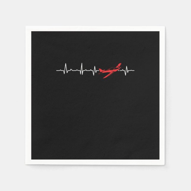 Pilot Heartbeat Aviator Flight Engineers Airplane  Napkins (Front)