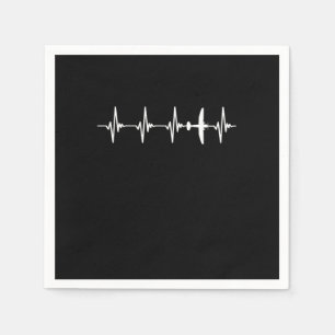Pilot Heartbeat Plane Aviation Airplane Aviator Napkins