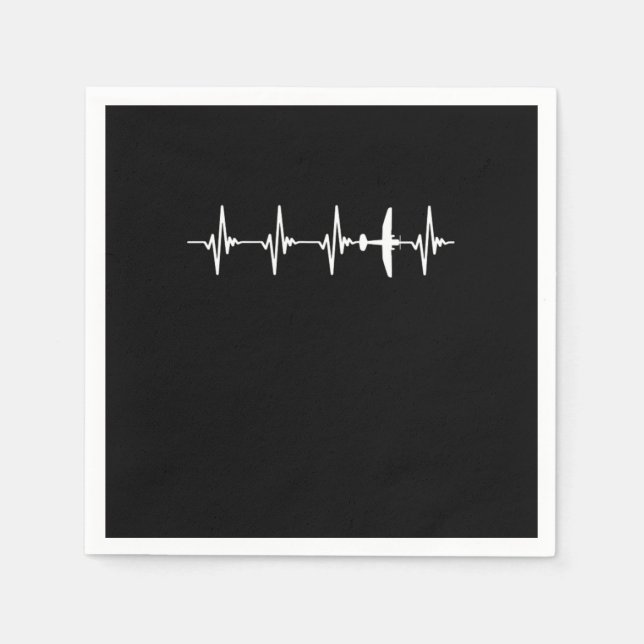 Pilot Heartbeat Plane Aviation Airplane Aviator Napkins (Front)