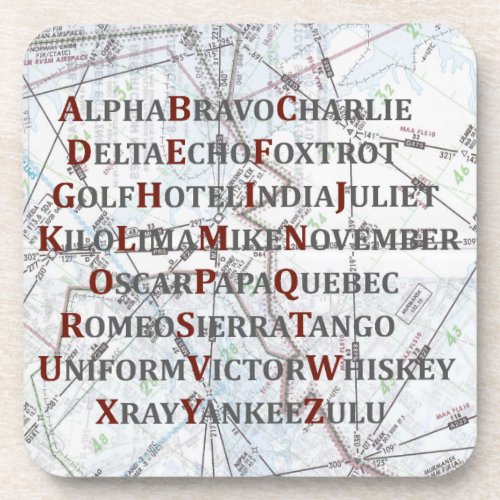 Pilot Home Gift Aviation Alphabet Map Coaster