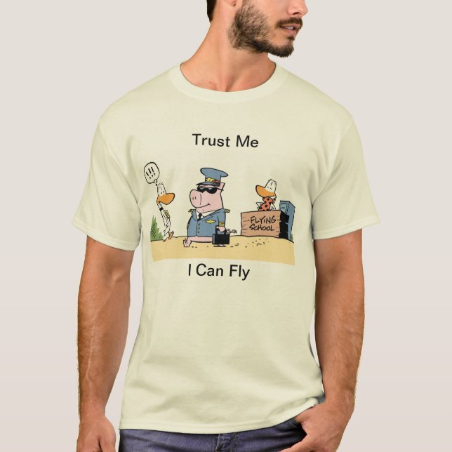 Pilot Humor Aviation Cartoon T-Shirt (Front)