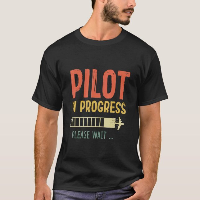 Pilot In Progress Airplane   Future Pilot Retro T-Shirt (Front)