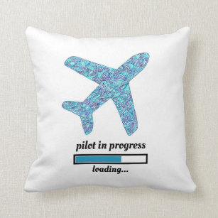"Pilot In Progress" Airplane  Throw Pillow