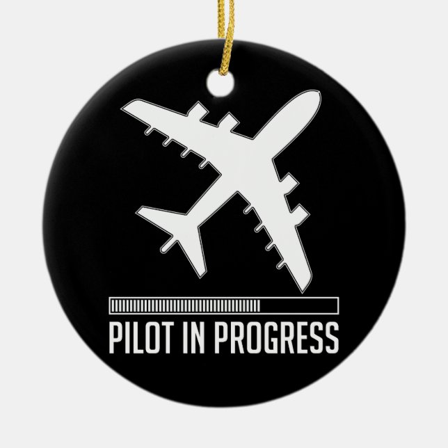 Pilot In Progress Ceramic Ornament (Front)