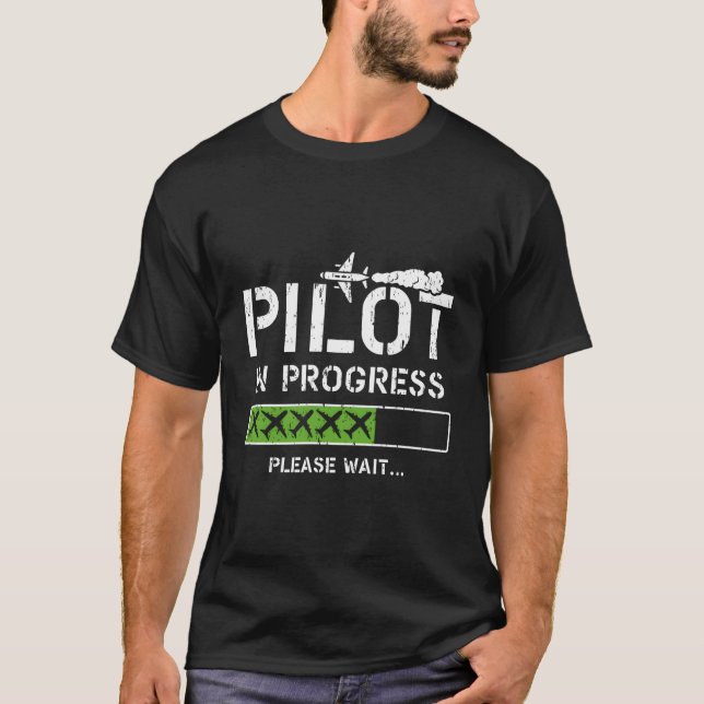 Pilot In Progress Kid Future Pilot Airplane Aviati T-Shirt (Front)