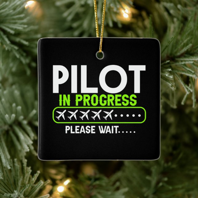 Pilot in Progress Loading Flight School Ceramic Ornament (Tree)