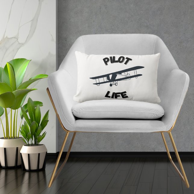 Pilot Life Airplane Cool Simple Aviation Aviator  Lumbar Pillow (Creator Uploaded)