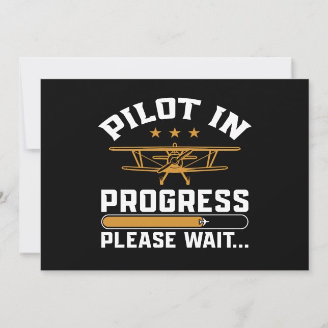 Pilot Loading… Funny Vintage Biplane Aviation Invitation (Front)