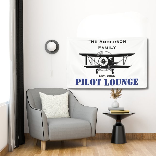 Pilot Lounge Cool Airplane Aviation Personalized Banner (Creator Uploaded)