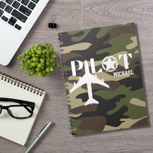 Pilot & Military airplane, Camouflage, Minimalist Notebook
