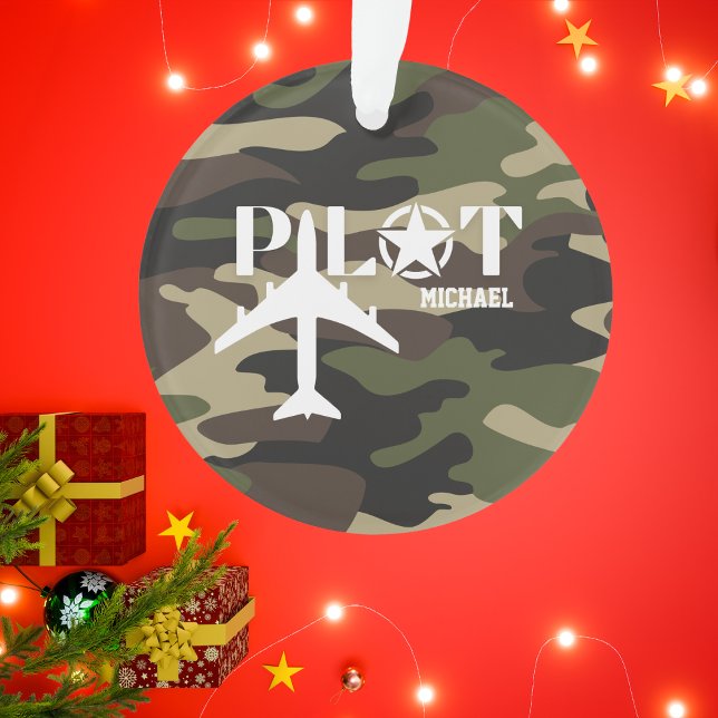 Pilot & Military airplane, Camouflage, Minimalist Ornament (Creator Uploaded)