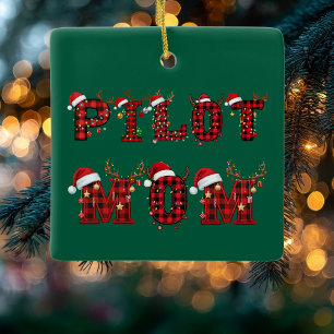 Pilot Mom Christmas Letters Lights Ornaments Funny
