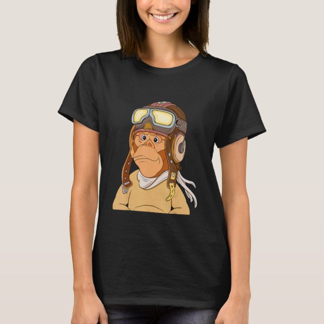 Pilot Monkey Flying Ape Nft Themed T-Shirt (Front)