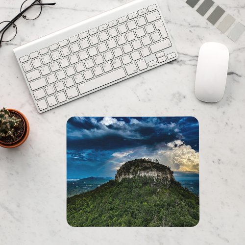 Pilot Mountain NC State Park  after storm rainbow Mouse Pad