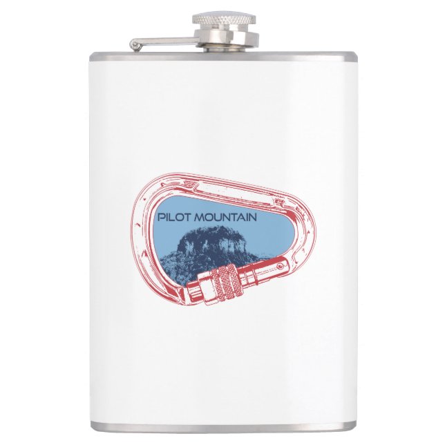 Pilot Mountain North Carolina Climbing Carabiner Flask (Front)