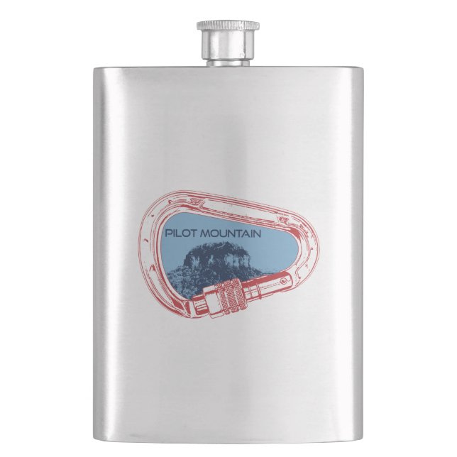 Pilot Mountain North Carolina Climbing Carabiner Flask (Front)