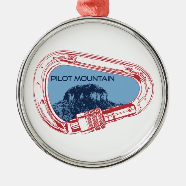 Pilot Mountain North Carolina Climbing Carabiner Metal Ornament (Front)