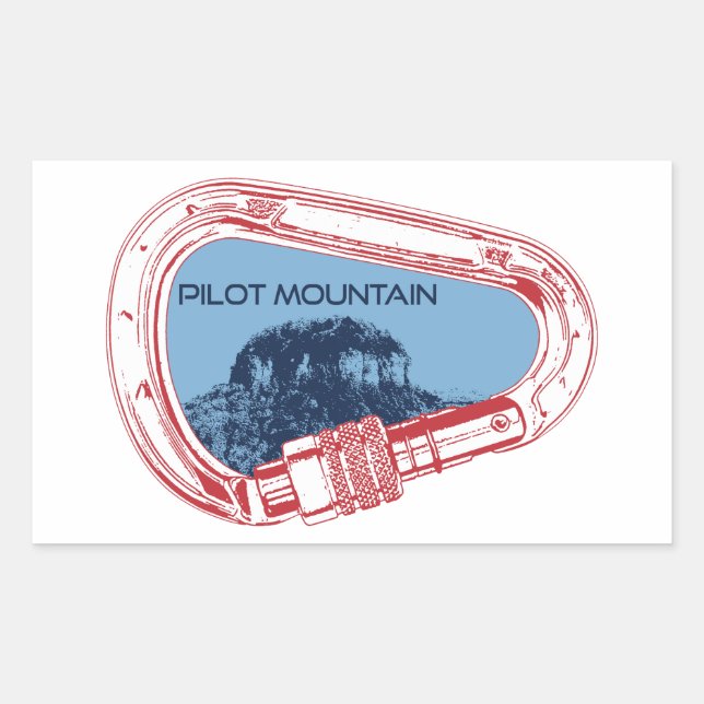 Pilot Mountain North Carolina Climbing Carabiner Rectangular Sticker (Front)