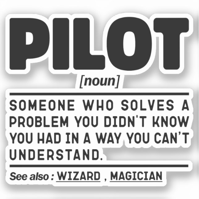 Pilot Noun Flying Instructor Aviation Crew Funny Sticker (Front)