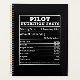 Pilot Nutrition Facts – Funny Aviation Gift Design Planner