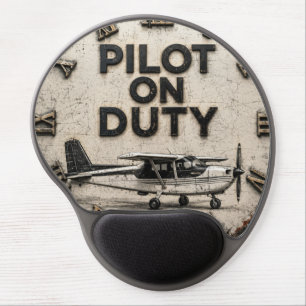 Pilot on Duty Vintage Airplane Aviation Hangar Gel Mouse Pad
