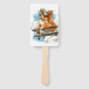 Pilot Pomeranian � Flying Ace Dog Hand Fan