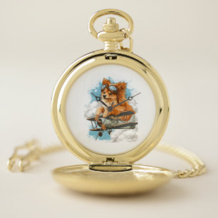 Pilot Pomeranian � Flying Ace Dog Pocket Watch