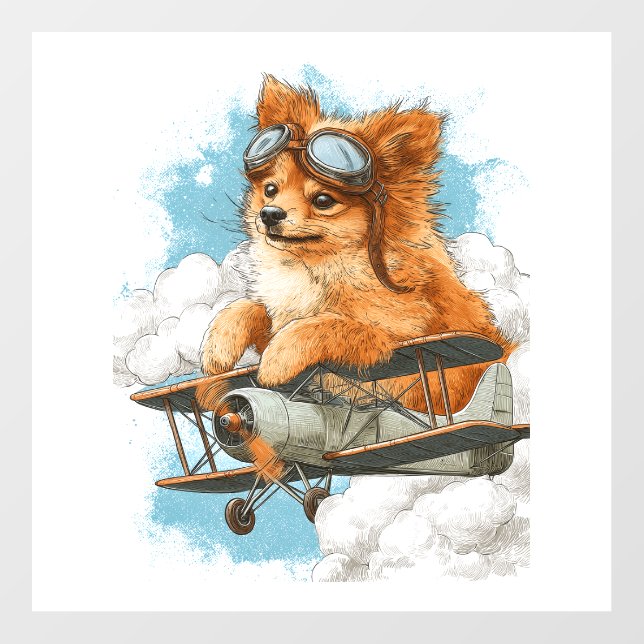 Pilot Pomeranian � Flying Ace Dog Wall Decal (Front)