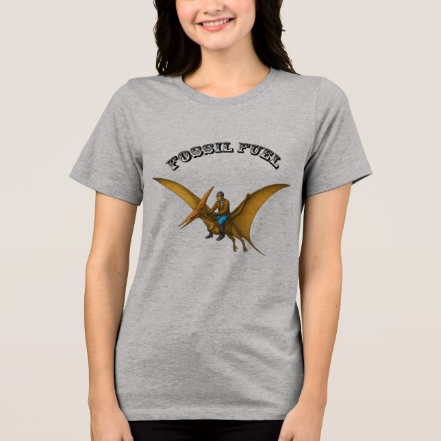 Pilot Riding on a Flying Pterosaur Dinosaur URM Tri-Blend Shirt (Front)