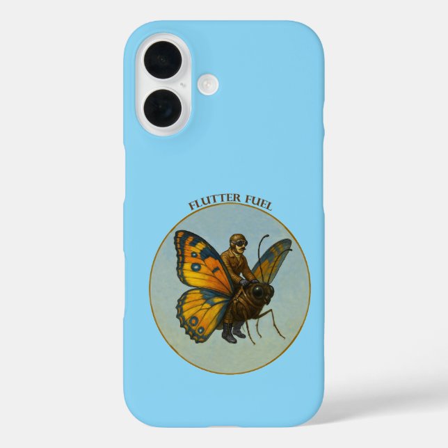 Pilot Riding on the Back of a Huge Butterfly URM Case-Mate iPhone Case (Back)