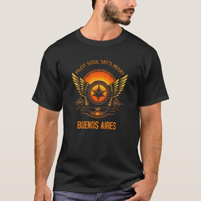 Pilot s Soul Sky s Heart Buenos Aires Skyline Desi T-Shirt (Front)