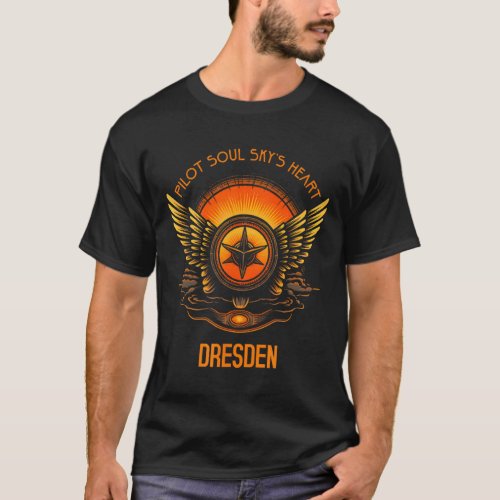 Pilot s Soul Sky s Heart Dresden Skyline Design  T_Shirt