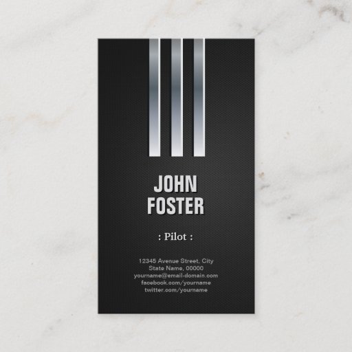 Customizable Pilot - Steel Metal Look Business Card