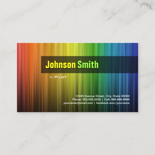 Customizable Pilot - Stylish Rainbow Colors Business Cards