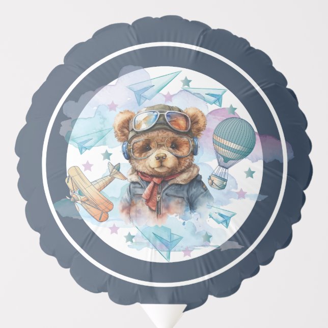 Pilot Teddy Bear Baby Shower or Birthday  Balloon (Front)