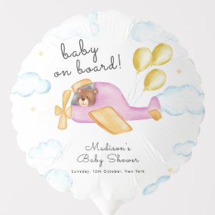 Pilot Teddy Bear Balloon Airplane Baby Shower 