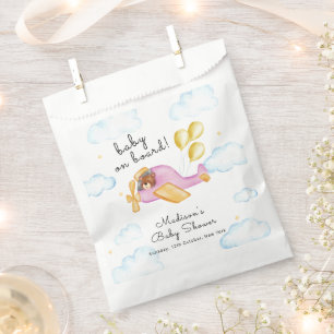 Pilot Teddy Bear Balloon Airplane Baby Shower Favor Bag