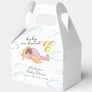 Pilot Teddy Bear Balloon Airplane Baby Shower Favor Boxes