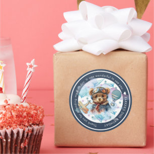 Pilot Teddy Bear Birthday-Baby Shower Personalized Classic Round Sticker