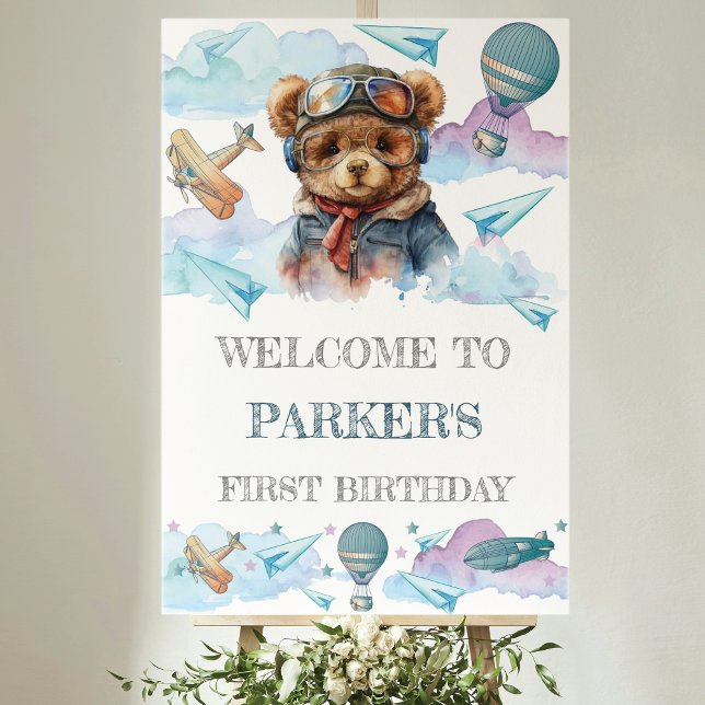 Pilot Teddy Bear Personalized Birthday Welcome Foam Board (Creator Uploaded)