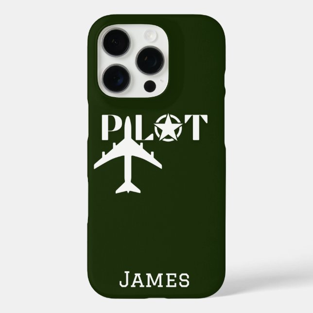 Pilot Typography & Airplane Minimalist Personalize Case-Mate iPhone Case (Back)