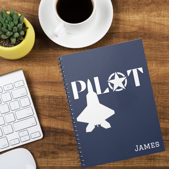 Pilot Typography & Airplane,Minimalist,Personalize Notebook (Creator Uploaded)