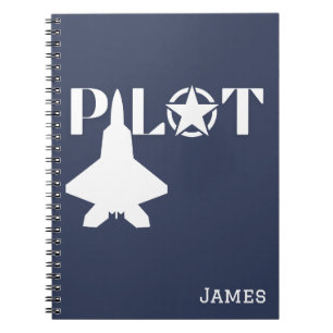 Pilot Typography & Airplane,Minimalist,Personalize Notebook