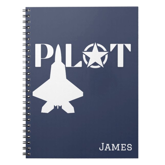 Pilot Typography & Airplane,Minimalist,Personalize Notebook (Front)