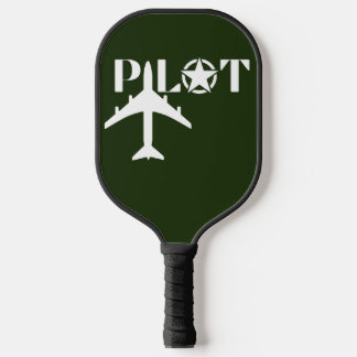 Pilot Typography & Airplane Minimalist Personalize Pickleball Paddle