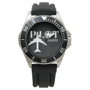 Pilot Typography & Airplane Minimalist Personalize Watch