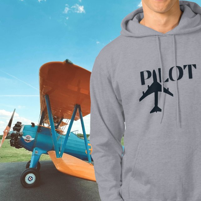 Pilot Typography & Airplane, Minimalist, Simple Hoodie (Creator Uploaded)