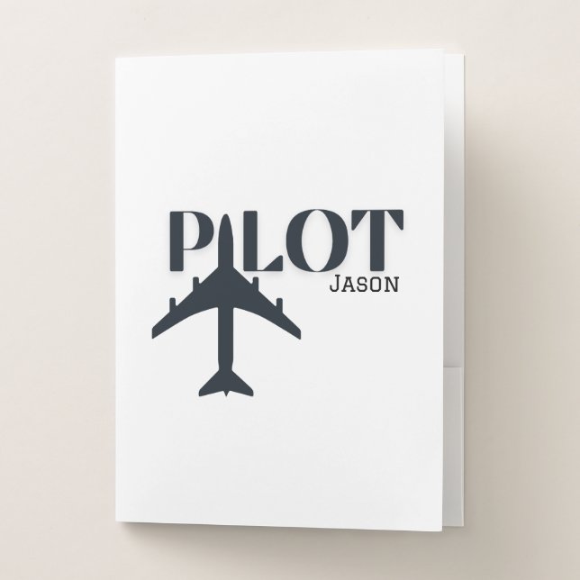 Pilot Typography & Airplane, Minimalist, Simple Pocket Folder (Front)
