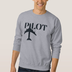 Pilot Typography & Airplane, Minimalist, Simple Sweatshirt